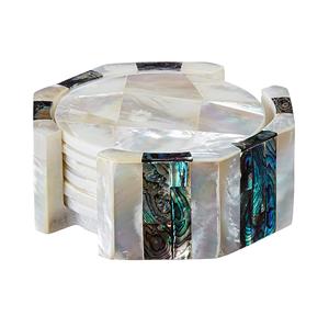 MOP incrustation de dessous de verre en pierre forme ronde sous-verre pour thé et café sous-verres faits à la main de table à usage domestique à vendre - Product Image 6