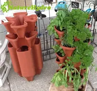 Stapelbarer Blumentopf Hausgarten Topf Kunststoff Erdbeer vertikaler Turm Pflanzer