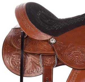 Silla de montar western de cuero marrón para carreras de barriles con juego de arreos, tallas personalizadas, fabricante OEM - Product Image 2