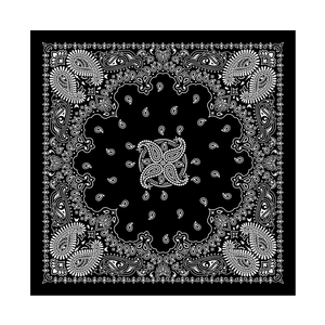 Pañuelo Clásico con Estampado Paisley en Blanco y Negro, de Algodón Orgánico Popelín, Transpirable, Ecológico, con Diseño Étnico Islámico, Unisex para Adultos, para las Cuatro Estaciones - Product Image 1