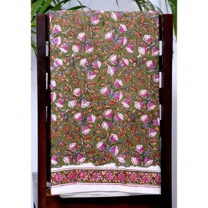 Floral Cotton Hand Block Vegetable Dyed Printed Jaipur Fabric Ethnic Handmade Natural Fabric
