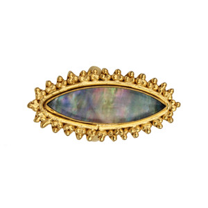 Abalone Shell Marquise Shape <b>Ring</b> Quality Handmade Designer Gemstone for <b>Women</b> Quartz Brass Gold Plated For Wedding Parties - Product Image 2