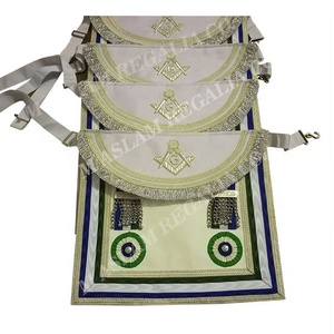 Kit de delantal de tela Scottish Master Mason con cuadrado bordado a mano y logotipo de brújula en la solapa del babero - Product Image 6