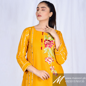 High Quality Masoori Cotton <b>Fabric</b> with Tilla & Mirror Work Embroidery <b>Indian</b>/Pakistani Style Women's Kurta/Kurti Made Pakistan - Product Image 1