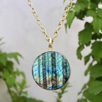 Pendentif personnalisé en or de haute qualité, labradorite, chaîne décorative