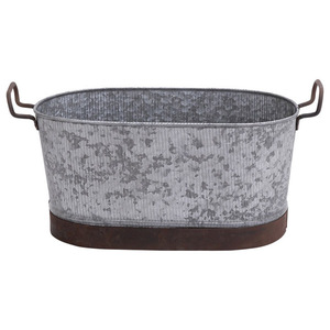 Solid Galvanized Embossed Design Metal Iron Wine <b>Bucket</b> High Quality Tabletop Decorative Ice <b>Bucket</b> Bottom - Product Image 1