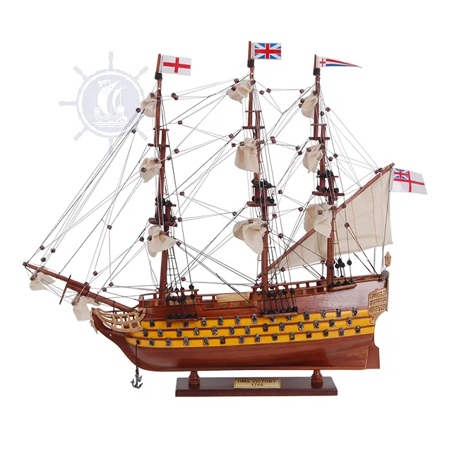 एचएमएस विजय मॉडल जहाज चित्रित 45 cm दस्तकारी लकड़ी प्रतिकृति के साथ प्रदर्शन खड़े हो जाओ, संग्रहणीय, सजावट, उपहार, थोक