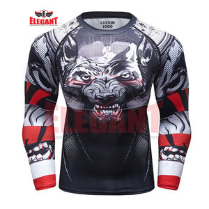 BJJ Rash Guard Ropa de compresión Diseño personalizado MMA Entrenamiento gimnasio Impreso Rash Guards Mma Sublimación Rash Guard - Product Image 1