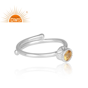 Round Cut Citrine Gemstone Bezel <b>Set</b> <b>Ring</b> Fine 925 Sterling <b>Silver</b> Handmade <b>Ring</b> Jewelry Manufacturer - Product Image 3