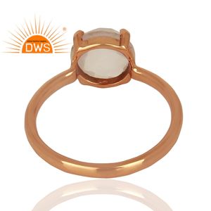 Anillo de Piedra Preciosa de Cuarzo Rosa en Forma de Cojín, Fabricante de Joyería Personalizada, Anillo de Cóctel de Plata 925 Chapado en Oro Rosa al por Mayor - Product Image 3