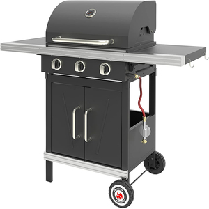 Good Quality Outdoor Party Stainless Steel BBQ Grill Commercial <b>Portable</b> Trolley <b>Barbeque</b> Natural <b>Gas</b> Grill 3 Burners - Product Image 2