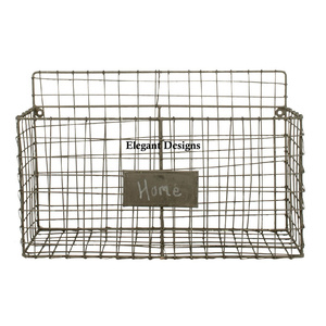 Panier mural enduit de poudre blanche panier fait main en forme de rectangle panier mural fait à la main indien fait à la main en gros - Product Image 4