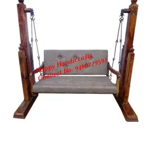 Ấn Độ Màu Phòng Khách Nội Thất Swing Jhula Pakistan Truyền Thống Đu 3 Chỗ Ngồi Gỗ Jhoola Trong Nhà Gỗ Hồng Sắc Tự Nhiên Đu