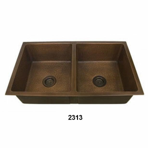 Évier de cuisine en cuivre antique à double cuvette - Product Image 1