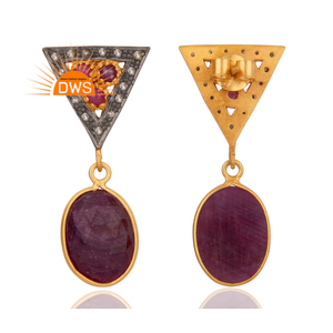 Pendientes de plata de ley 925 con piedra de rubí Natural, joyería de boda - Product Image 2