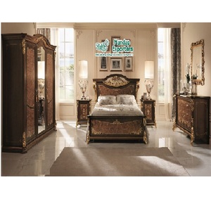 Ensemble de meubles de chambre à coucher en bois de teck massif, mobilier européen en bois massif poli foncé, grande taille, populaire, prix le meilleur prix - Product Image 1