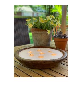 Wood Candle Stand <b>Christmas</b> <b>Gifts</b> Decorative Wooden Dough Bowl for Candles Hand Carved Customized Size Table Ware Decorative <b>Use</b> - Product Image 6