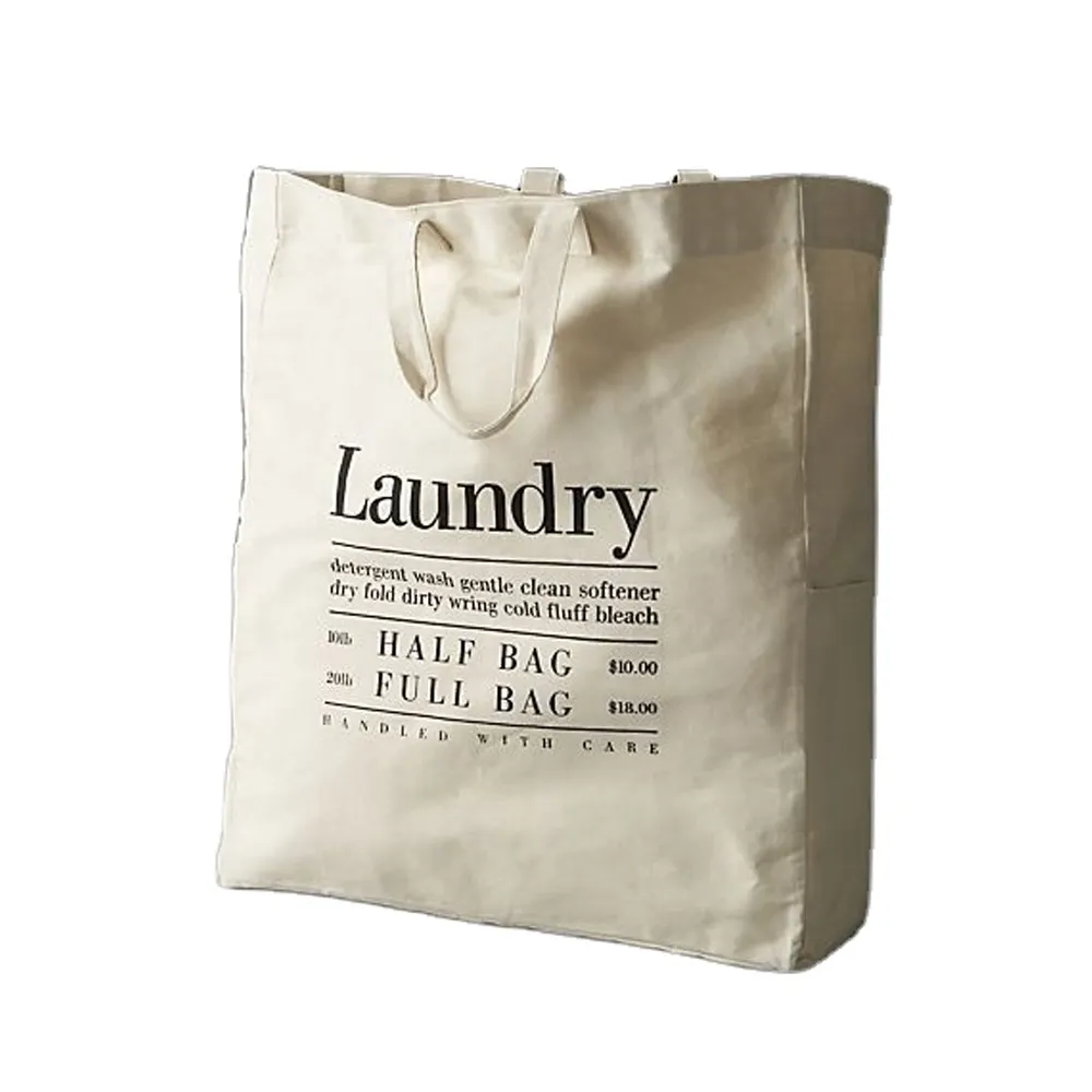 Bolsas de algodón de alta calidad, bolsa de lona plegable para lavandería, proveedor a granel