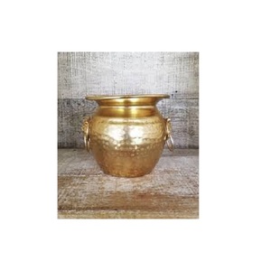 Bac de culture moderne doré en laiton avec support, Pots de plantes sur pied avec supports métalliques, Pot de fleurs pour décor de salon - Product Image 4