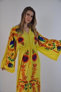 โบโฮเลิฟชุดคาฟตันยาวลายดอกไม้ปักลายดอกไม้สวยสุดพิเศษสวยแนววินเทจสไตล์แมกซี่คาฟตัน - Product Image 5