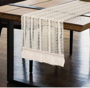 Camino de mesa de macramé tejido a mano, algodón - Product Image 2