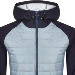 Chaquetas acolchadas ligeras para hombre, chaqueta de invierno transpirable azul, capucha con cremallera frontal, decoración de piel de oveja, tela de poliéster de talla grande - Product Image 2