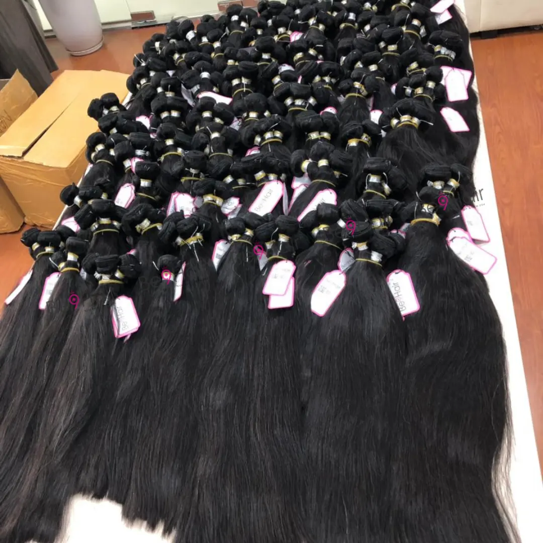 Grosir Rambut Brasil Berkualitas Tinggi Bundel Rambut Remy Perawan dengan Harga Pabrik Asli Ekstensi Rambut Manusia Vietnam
