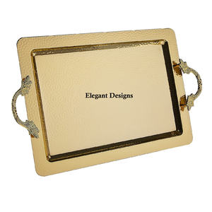 Plateau de service rectangulaire en acier, ustensile en acier inoxydable faite à la main, plateau fantaisie de styliste de qualité supérieure, pas cher - Product Image 2