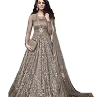 Индийское цветочное свадебное платье Коллекция для женщин с крупной вышивкой 3D Цветочная работа одежда для вечеринки Тяжелая Сетка Salwar Kameez