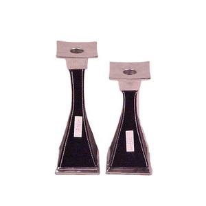 Portavelas de aluminio pulido con espejo de alta calidad con cuero en la superficie exterior decoración del hogar portavelas de Metal Decoración - Product Image 1