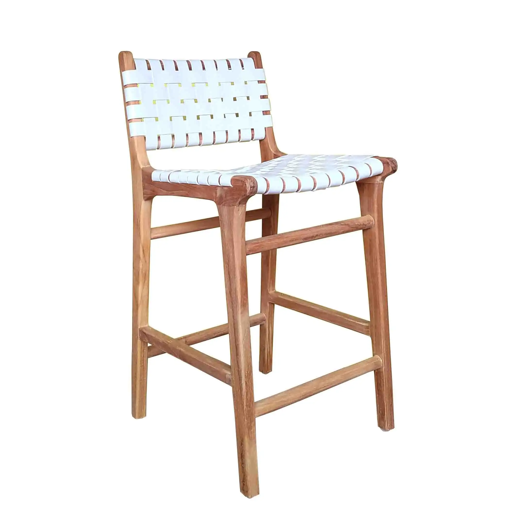 Teak gewebte Barhocker Stühle weiße Farbe Kuh Leder möbel Wohnzimmer Stühle Hot Sale Modern Style