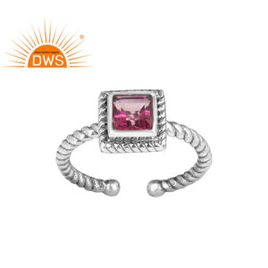 Bague en topaze rose, oxydée, en argent 925, fabriquée à la main, collection délicate, fabricant de bijoux - Product Image 1