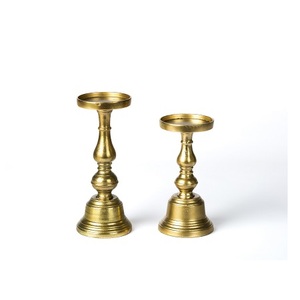 <b>Set</b> Of 2 Gold Color Aluminium <b>Candle</b> Stand With Finest Quality Different Sizes <b>Candle</b> Stand For Top Selling - Product Image 1