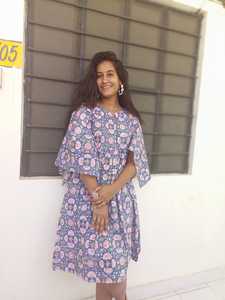 Bleu-lavande Floral Design pur coton Kurti main bloc imprimé été tenue décontracté une pièce court haut bouton décoration gratuit - Product Image 4