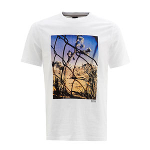 เสื้อยืดผ้าฝ้ายแขนสั้นผ้าถักสีขาวล้วนกำหนดโลโก้/ออกแบบพิมพ์และผลิตตามสั่ง100% - Product Image 4