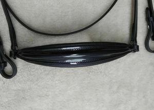 Más Vendido: Brida Western de Cuero Genuino de Alta Calidad con Acabado Brillante y Patente, Diadema Ondulada y Cristales Bicolor AB+BD - Product Image 4