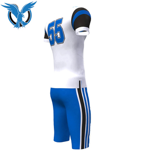 Conjunto de Uniforme de Fútbol Americano Sublimado Personalizado BLUE EAGLE SPORTS para Hombre, Blanco y Azul, Número 55, Ajustado, Manga Corta, Absorbe la Humedad - Product Image 5