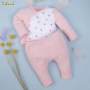 可爱粉色针织婴儿套装服装代加工女童装套装定制手工刺绣批发厂家-KN232