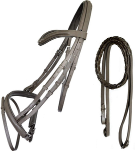 Haute qualité 100% vache pour chamois cuir cheval équestre bride carré surélevé manivelle muserolle fantaisie couture lacets rênes pour Ridi - Product Image 3