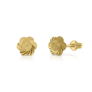 Pendientes de moda de oro sólido 9K para mujer y niño, 10K, 14K, 18K, flor, Clip para oreja, tornillo trasero, hecho en España - Product Image 2