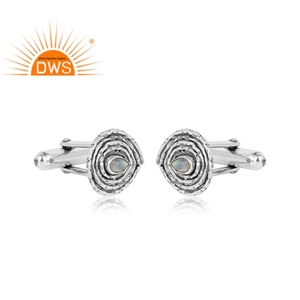 Nœud de manchette en argent Sterling 925 pour homme, fait main, pierre précieuse, couleur arc-en-ciel et lune, idéale pour fabrication de bijoux - Product Image 2