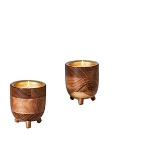 Meilleure vente de bougeoirs décoratifs Accessoires d'éclairage en bois et pieds en métal Pots à bougies Tables de mariage Pots à bougies - Product Image 1
