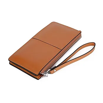 Top grain women shopping long leather wristlet wallet / Wristlet women wallet ladies purse leather clutches for woman