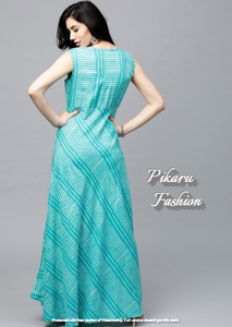 สวยอินเดียผู้ผลิตเสื้อผ้าตรวจสอบพิมพ์แขนกุดผ้าฝ้ายลำลองชุดราตรี Boho หรูหราชุดยาวสำหรับผู้หญิง - Product Image 6