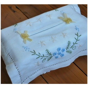 ที่คลุมกล่องทิชชู่ลายดอกไม้,ที่ปิดกล่องทิชชู่ทรงสี่เหลี่ยมผืนผ้าของตกแต่งบ้านโรงแรมผ้าลินิน100% - Product Image 2