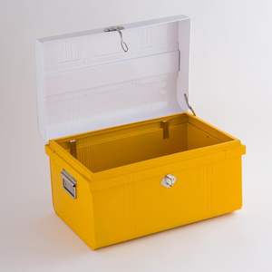 Cajas de almacenamiento de lata de Metal de alta calidad para decoración del hogar, caja de almacenamiento moderna para maletero, color amarillo y blanco - Product Image 2