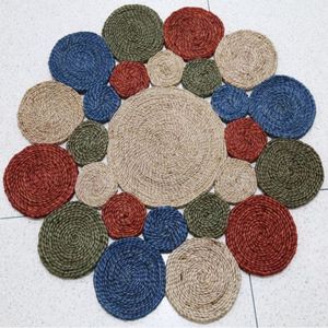 Handmade Oval <b>Rugs</b> Jute and Rag Carpet Handwoven Floor Mat Eco Friendly Decorative Area <b>Rugs</b> for Home by Indian Exporter - Product Image 4