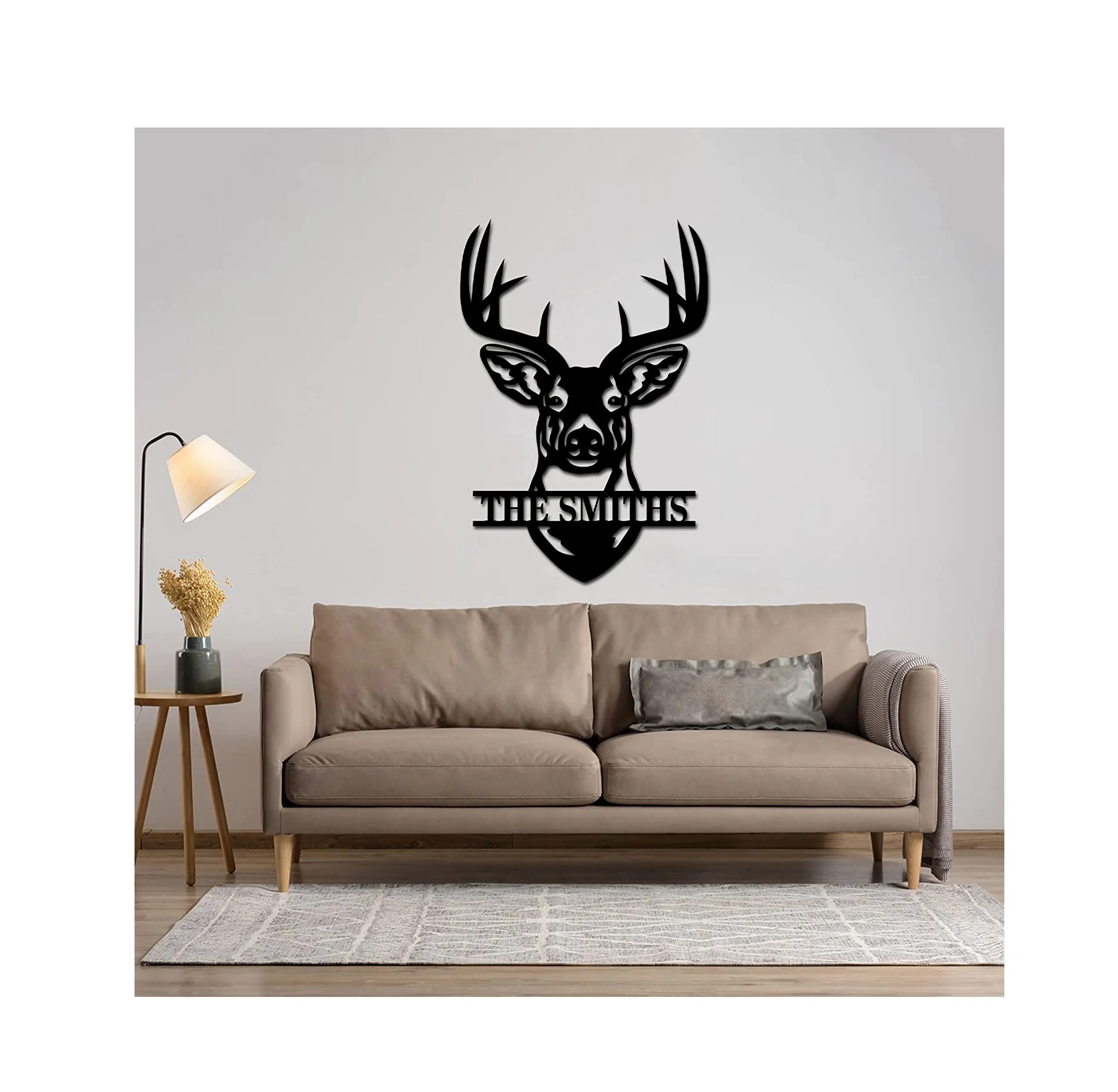 WOAH WOAH Personalized Buck Head Metal Sign With LED light- Custom Deer Metal Wall Art For Deer Hunting Campsite Decor