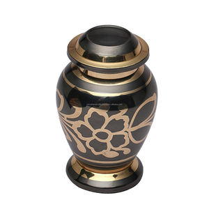 Negro y oro diseño de la flor de la cremación niño urna para cenizas humanas mejor conmemora su amado - Product Image 1