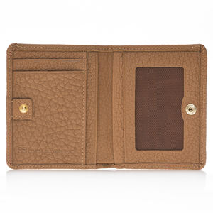 Tarjetero Bifold de Cuero Genuino Hecho a Mano FABIO, Delgado, con Bloqueo RFID, Diseño Minimalista con Puntos, Tamaño de Bolsillo, con Cremallera, Corto, para Regalo, para Hombre - Product Image 2